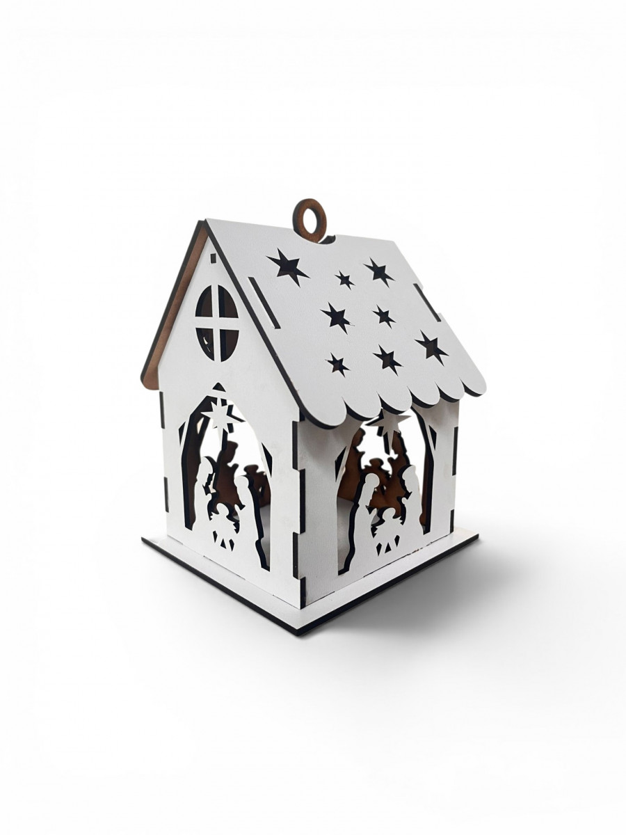 PORTAVELAS CASITA DE NAVIDAD COLGABLE