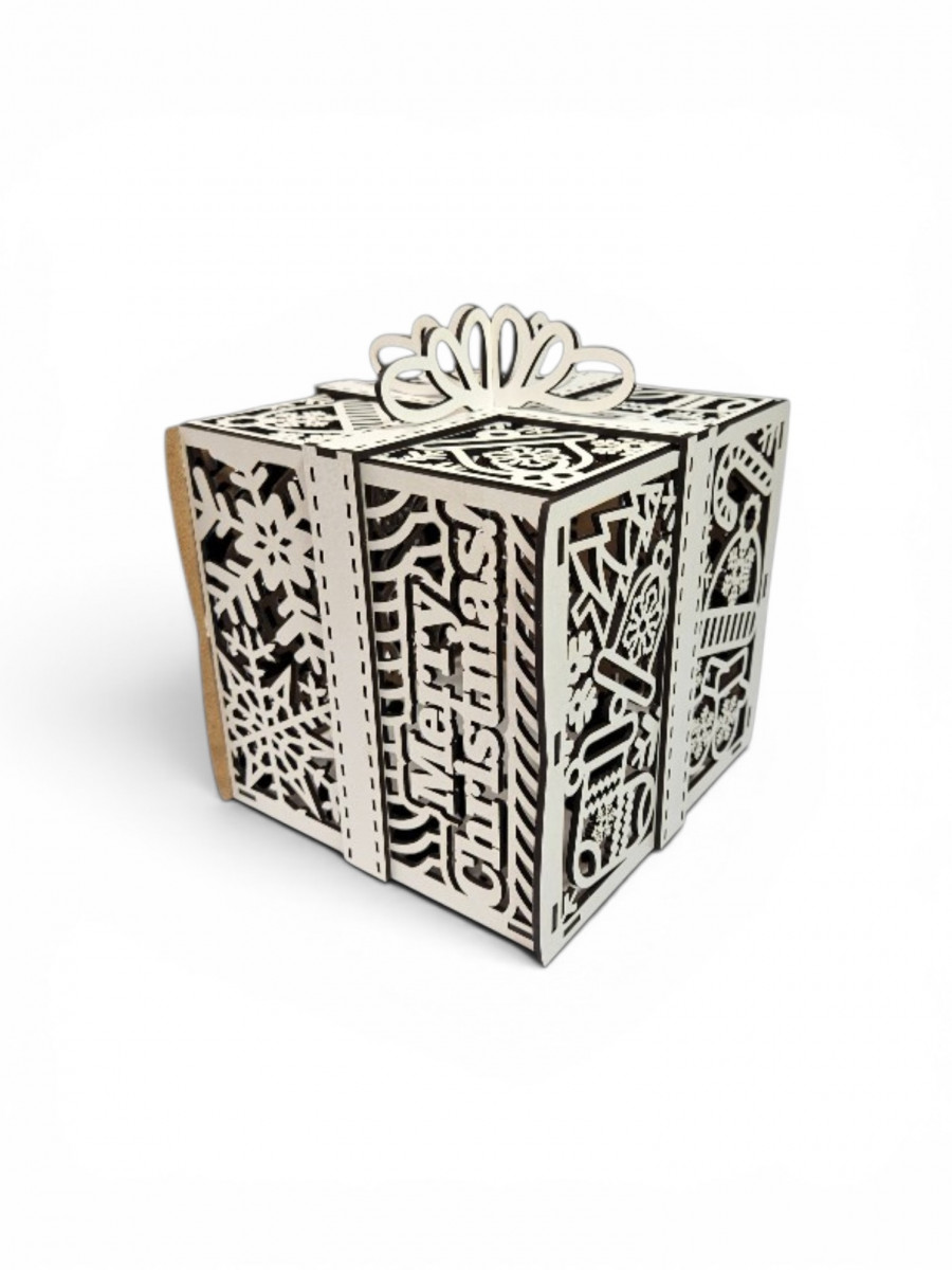 CAJA DE REGALO NAVIDAD GRANDE CON LAZO